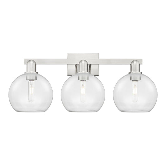 Innovations Athens 27in 3-Light Bath Vanity | Brushed Satin Nickel Steel and Clear Glass | Bathroom Vanity Light | 27 x 11.75 x | Model 716-3W-SN-G122-8