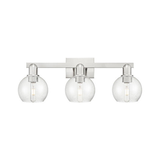 Innovations Athens 25in 3-Light Bath Vanity Light | Industrial Brushed Satin Nickel Steel and Seedy Glass | Bathroom Vanity | Model 716-3W-SN-G124-6