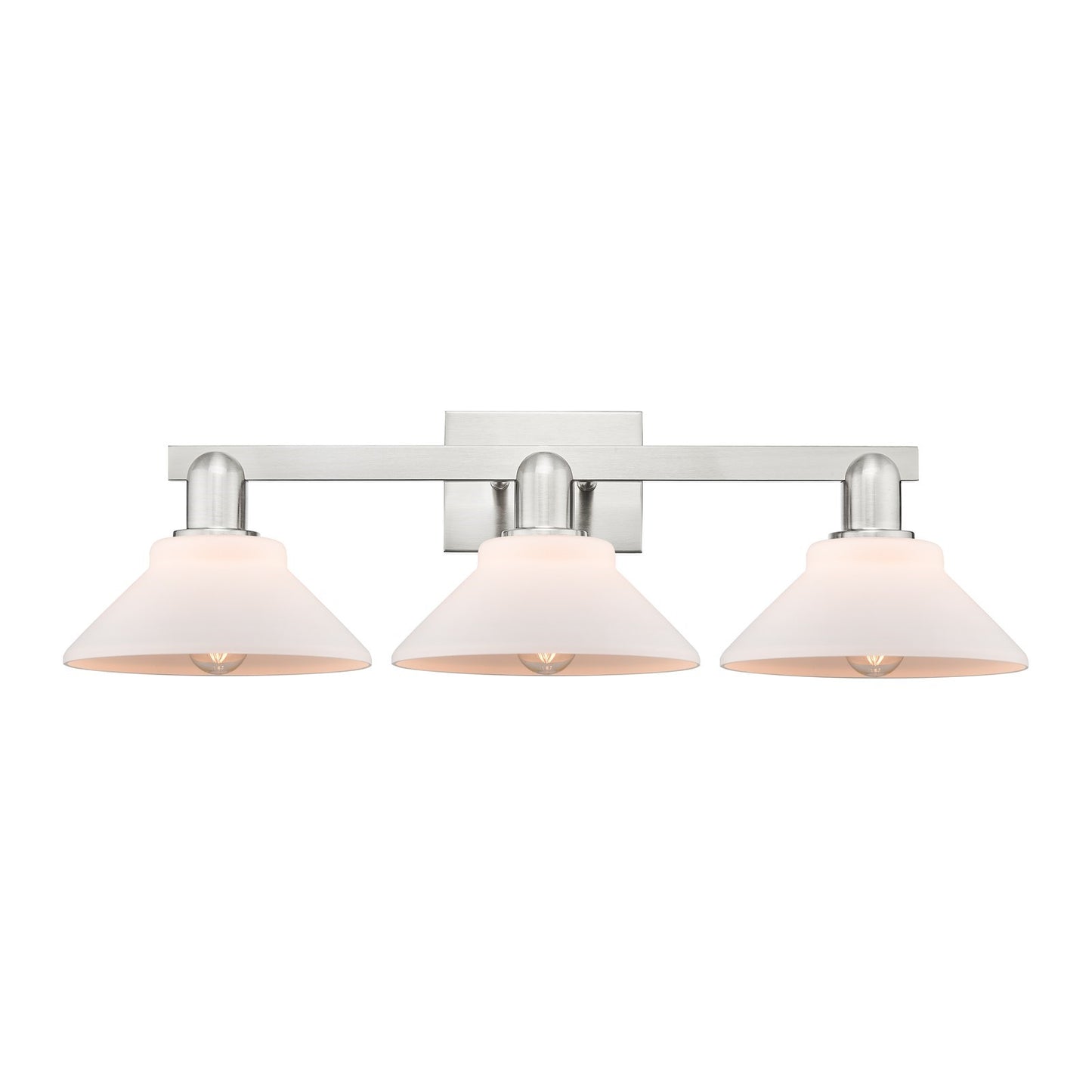Innovations Orwell 27in 3-Light Bath Vanity Light | Industrial Brushed Satin Nickel and Matte White Glass | Bathroom Vanity | 27.38 | Model 716-3W-SN-G131