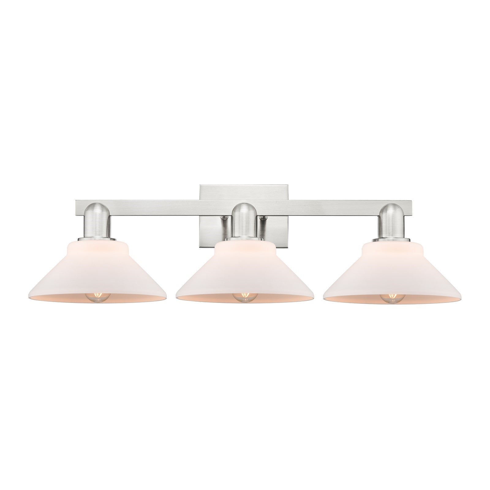 Innovations Orwell 27in 3-Light Bath Vanity Light | Industrial Brushed Satin Nickel and Matte White Glass | Bathroom Vanity | 27.38 | Model 716-3W-SN-G131