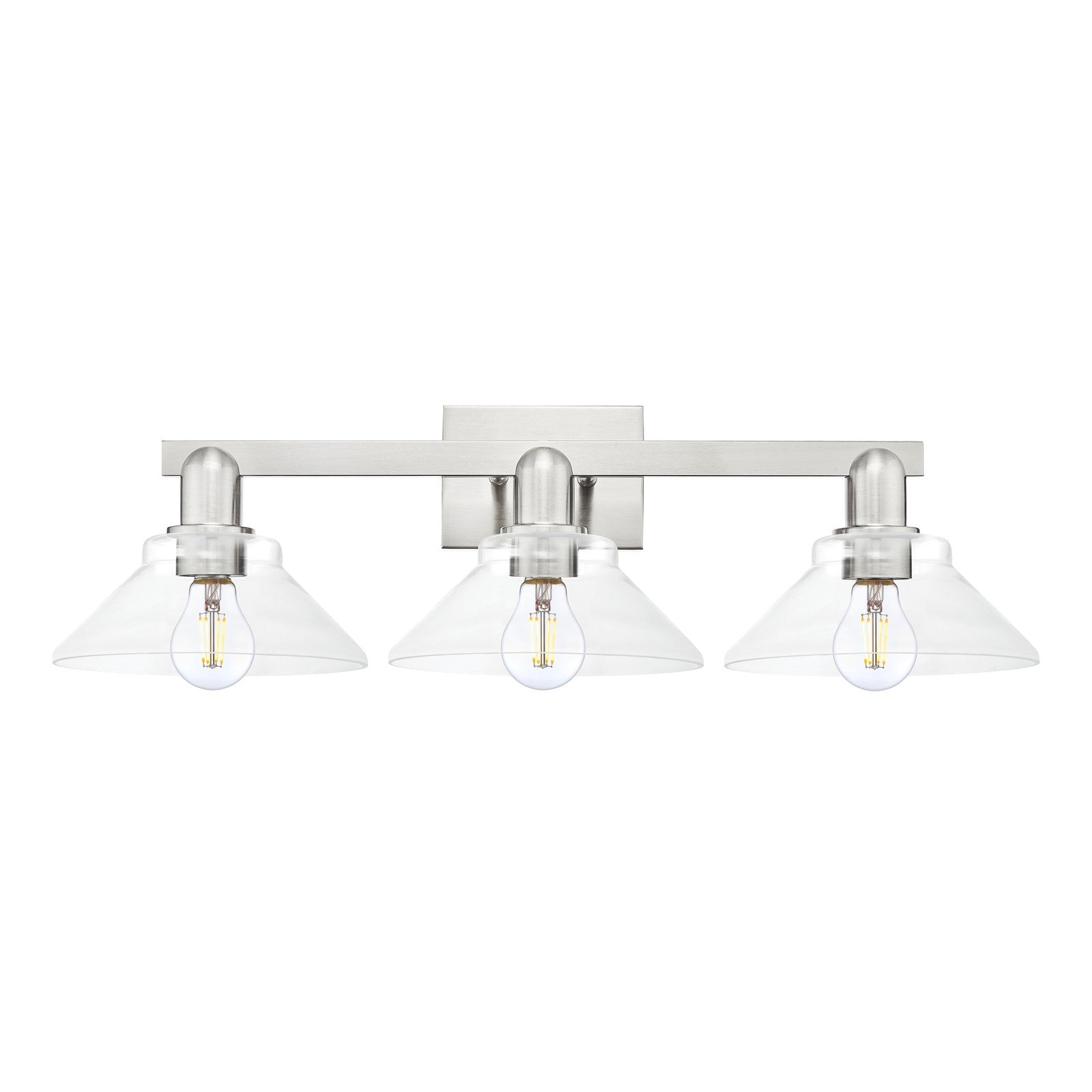 Innovations Orwell 27in 3-Light Bath Vanity Light | Industrial Brushed Satin Nickel Steel and Clear Glass | Bathroom Vanity & | Model 716-3W-SN-G132