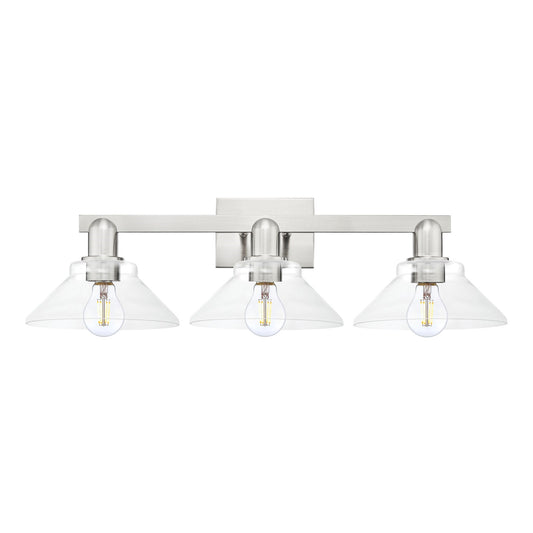 Innovations Orwell 27in 3-Light Bath Vanity Light | Industrial Brushed Satin Nickel Steel and Clear Glass | Bathroom Vanity & | Model 716-3W-SN-G132