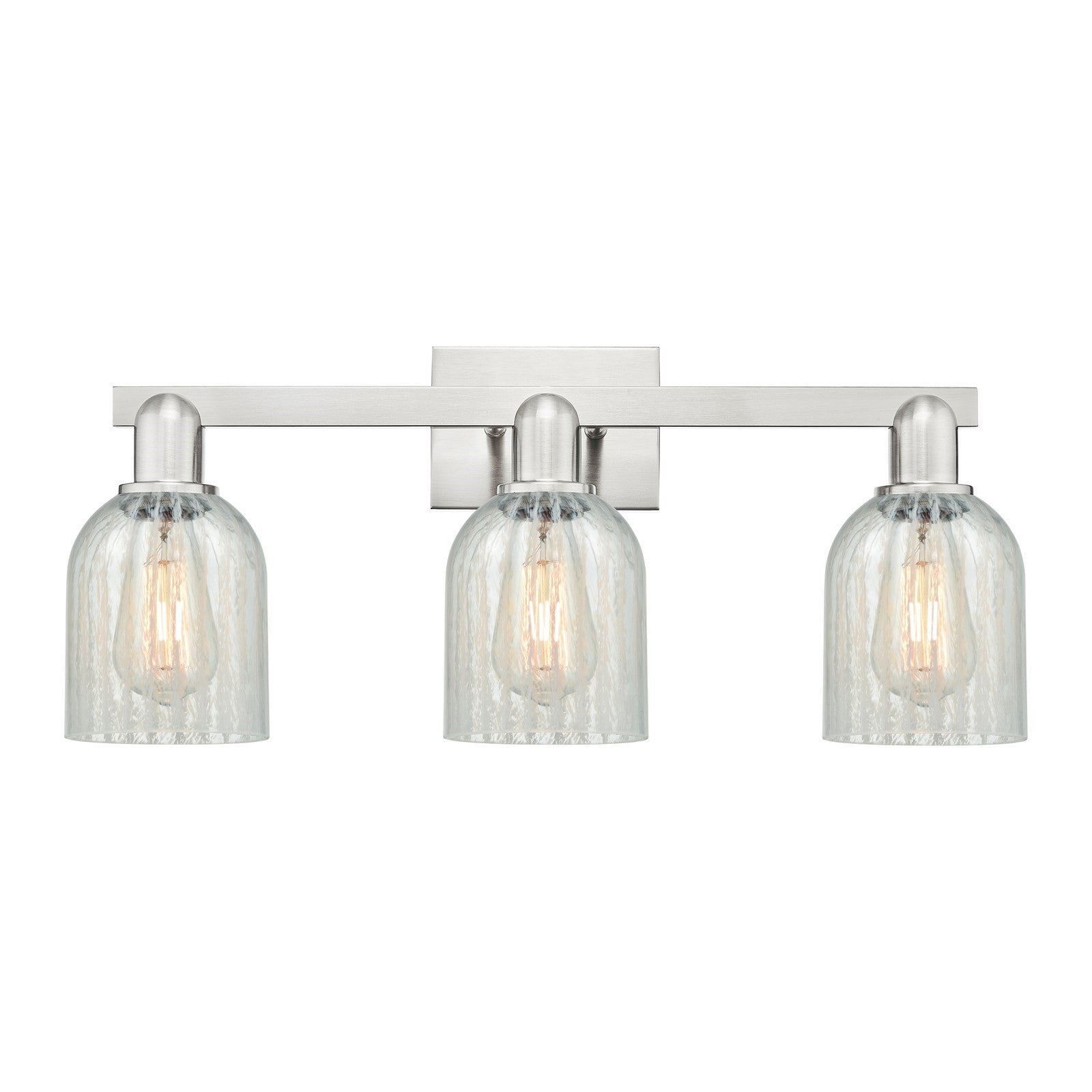 Innovations Caledonia 24in 3-Light Bath Vanity Light | Industrial Brushed Satin Nickel Steel and Mouchette Glass | Bathroom Vanity | Model 716-3W-SN-G2511