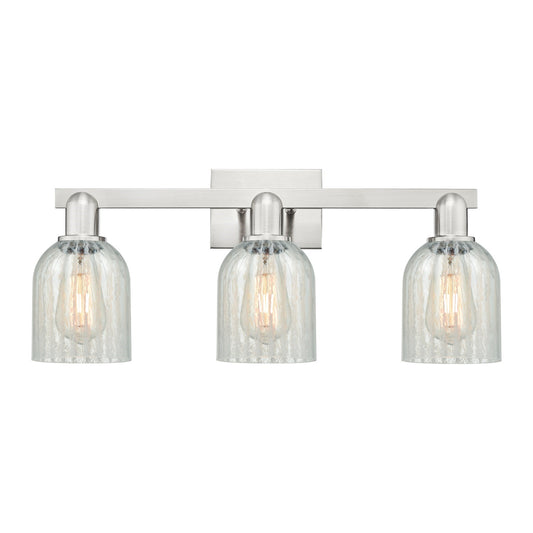 Innovations Caledonia 24in 3-Light Bath Vanity Light | Industrial Brushed Satin Nickel Steel and Mouchette Glass | Bathroom Vanity | Model 716-3W-SN-G2511