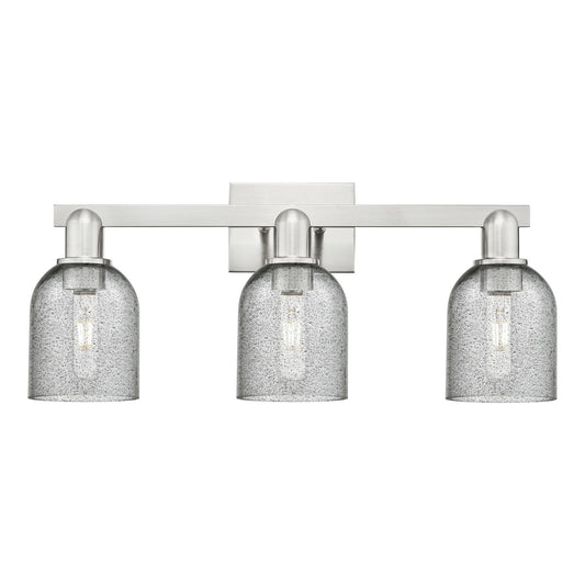 Innovations Caledonia 24in 3-Light Bath Vanity Light | Industrial Brushed Satin Nickel and Charcoal Glass | Bathroom Vanity | 24 x | Model 716-3W-SN-G257