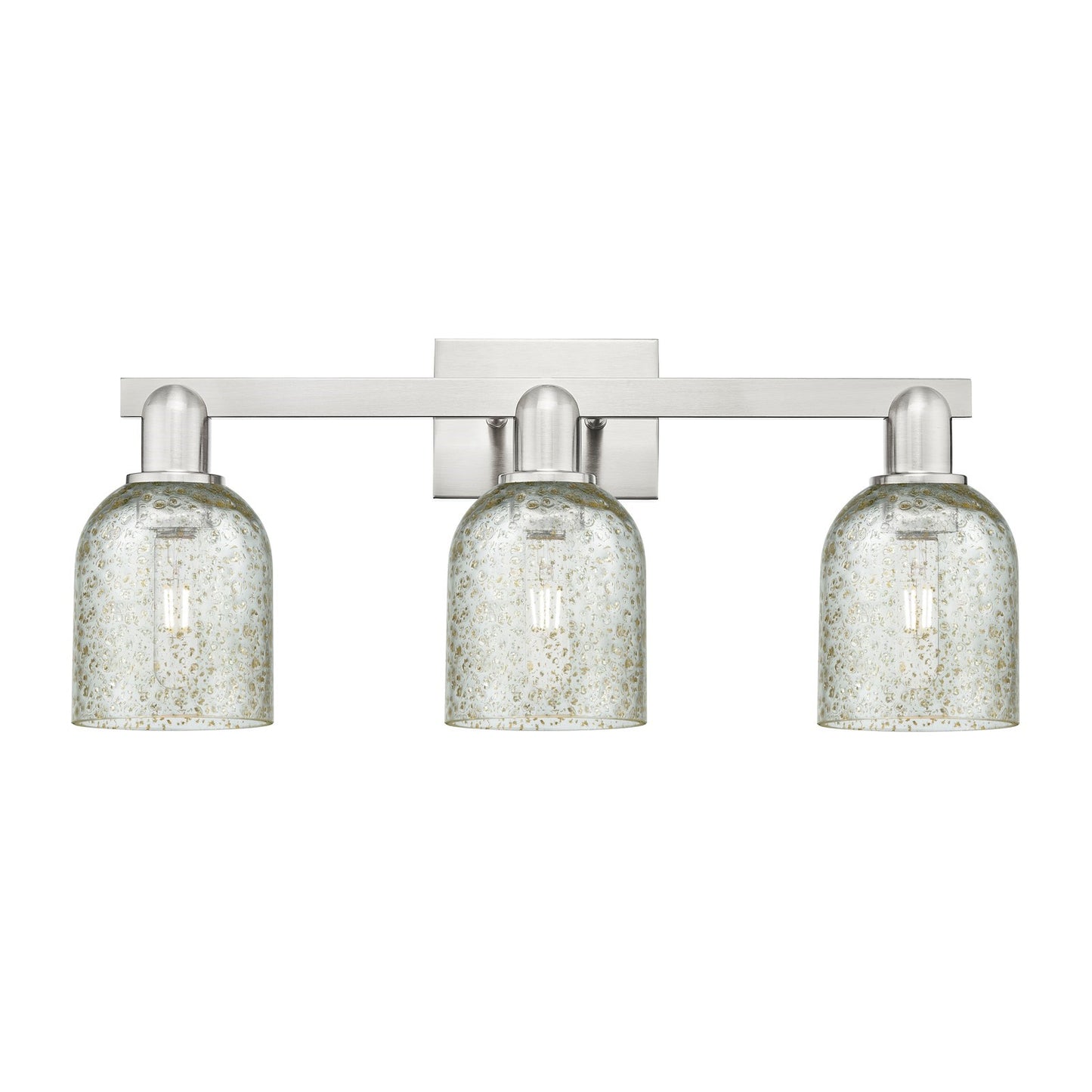 Innovations Caledonia 24in 3-Light Bath Vanity Light | Industrial Brushed Satin Nickel and Mica Glass | Bathroom Vanity & Powder | Model 716-3W-SN-G259