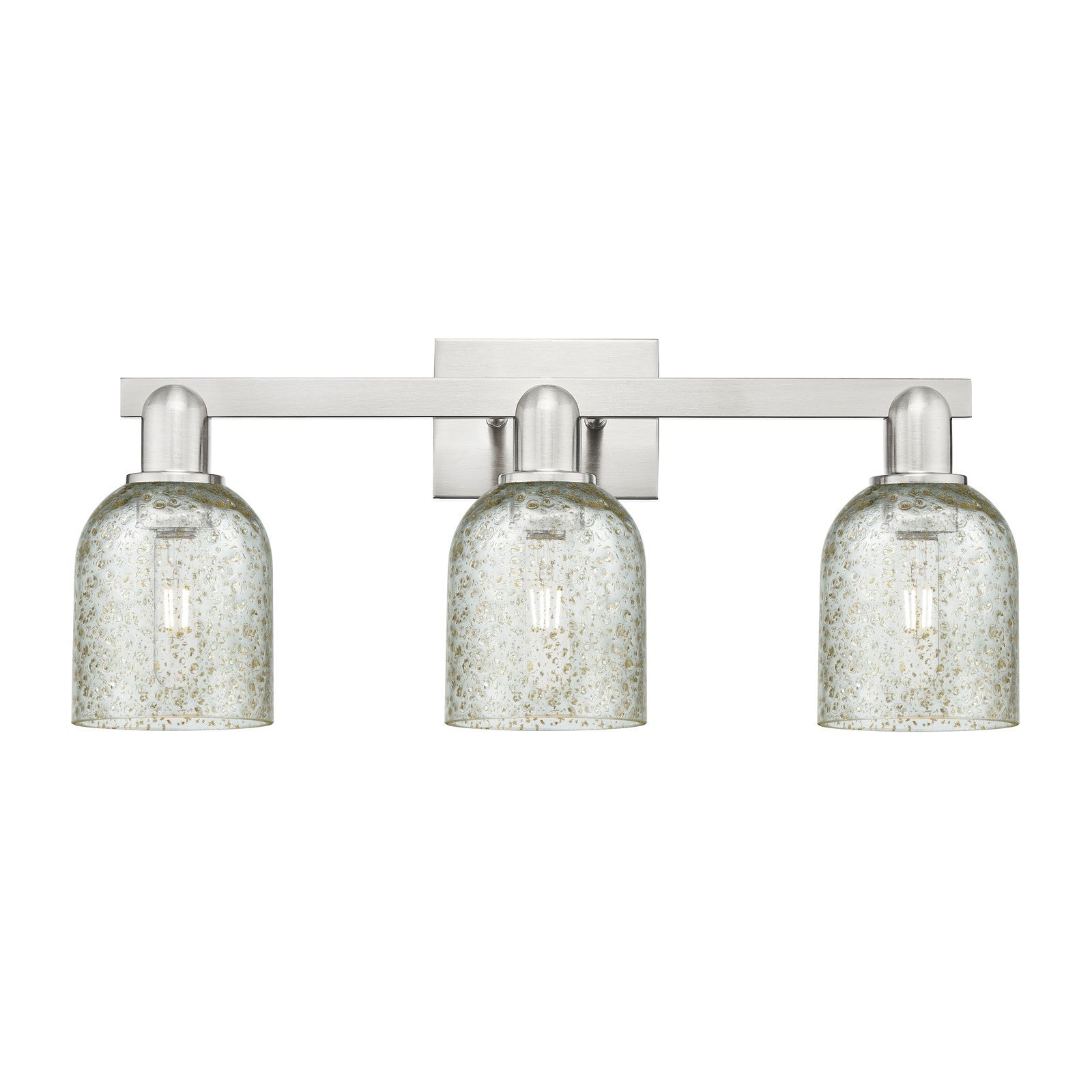 Innovations Caledonia 24in 3-Light Bath Vanity Light | Industrial Brushed Satin Nickel and Mica Glass | Bathroom Vanity & Powder | Model 716-3W-SN-G259