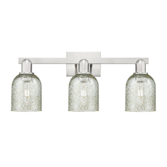 Innovations Caledonia 24in 3-Light Bath Vanity Light | Industrial Brushed Satin Nickel and Mica Glass | Bathroom Vanity & Powder | Model 716-3W-SN-G259