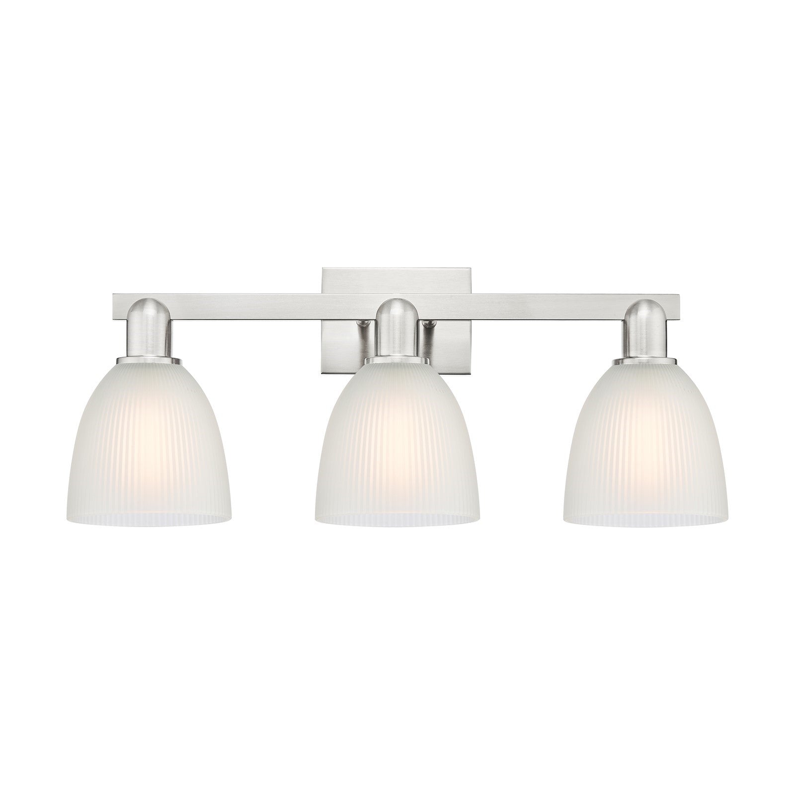 Innovations Castile 25in 3-Light Bath Vanity | Industrial Brushed Satin Nickel and White Glass | Bathroom Vanity | 25 x 7.5 x 10.75 | Model 716-3W-SN-G381