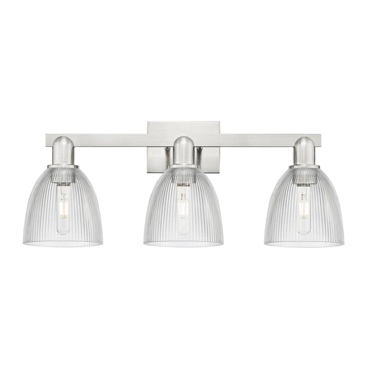 Innovations Castile 25in 3-Light Bath Vanity | Industrial Brushed Satin Nickel and Clear Glass | Bathroom Vanity Light | 25 x 10.75 | Model 716-3W-SN-G382