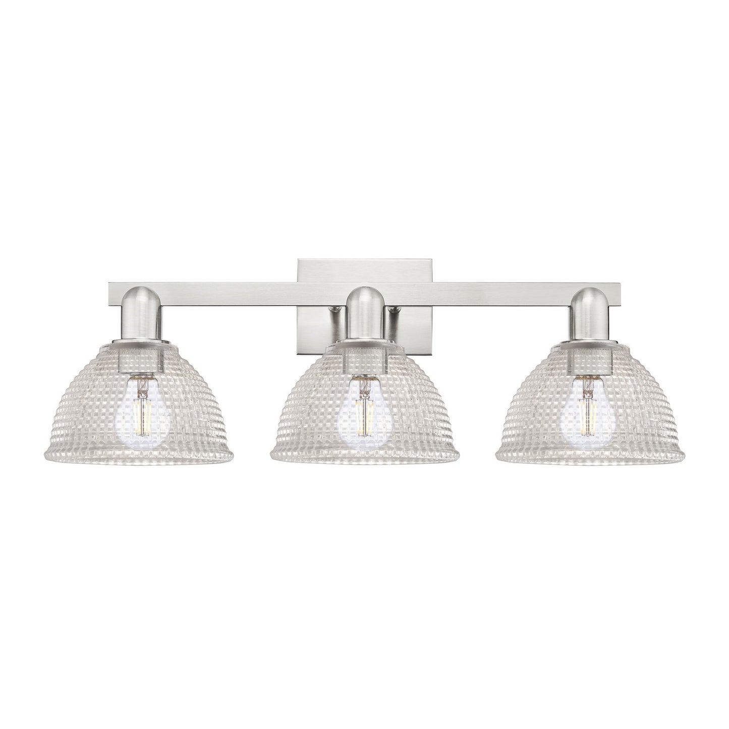 Innovations Arietta 27in 3-Light Bath Vanity | Industrial Brushed Satin Nickel and Clear Glass | Bathroom Vanity Light | 27 x 9.75 | Model 716-3W-SN-G422