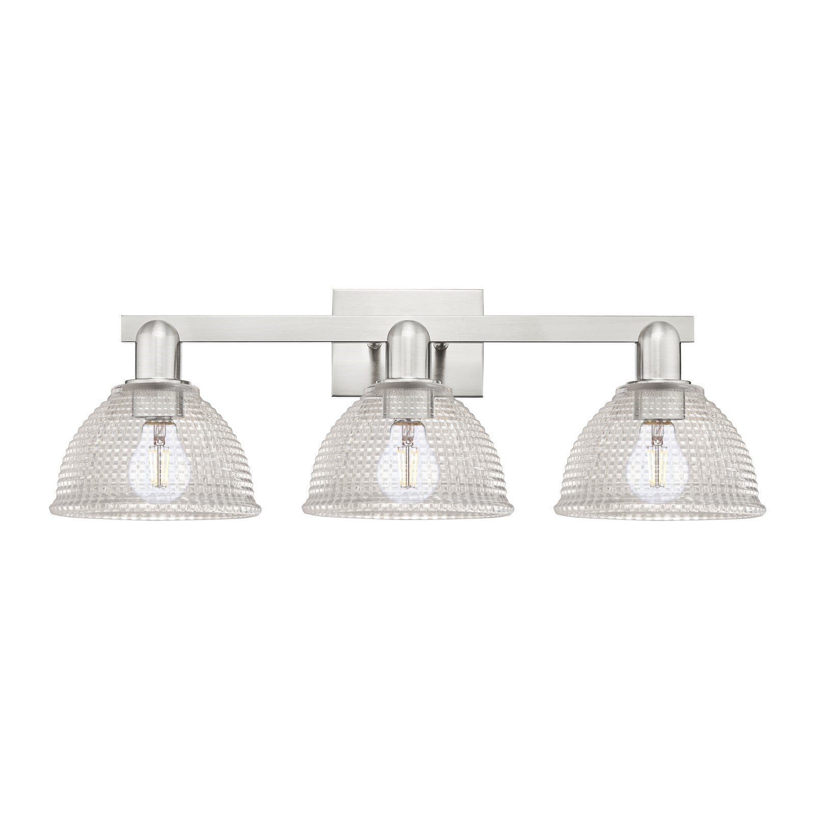 Innovations Arietta 27in 3-Light Bath Vanity | Industrial Brushed Satin Nickel and Clear Glass | Bathroom Vanity Light | 27 x 9.75 | Model 716-3W-SN-G422