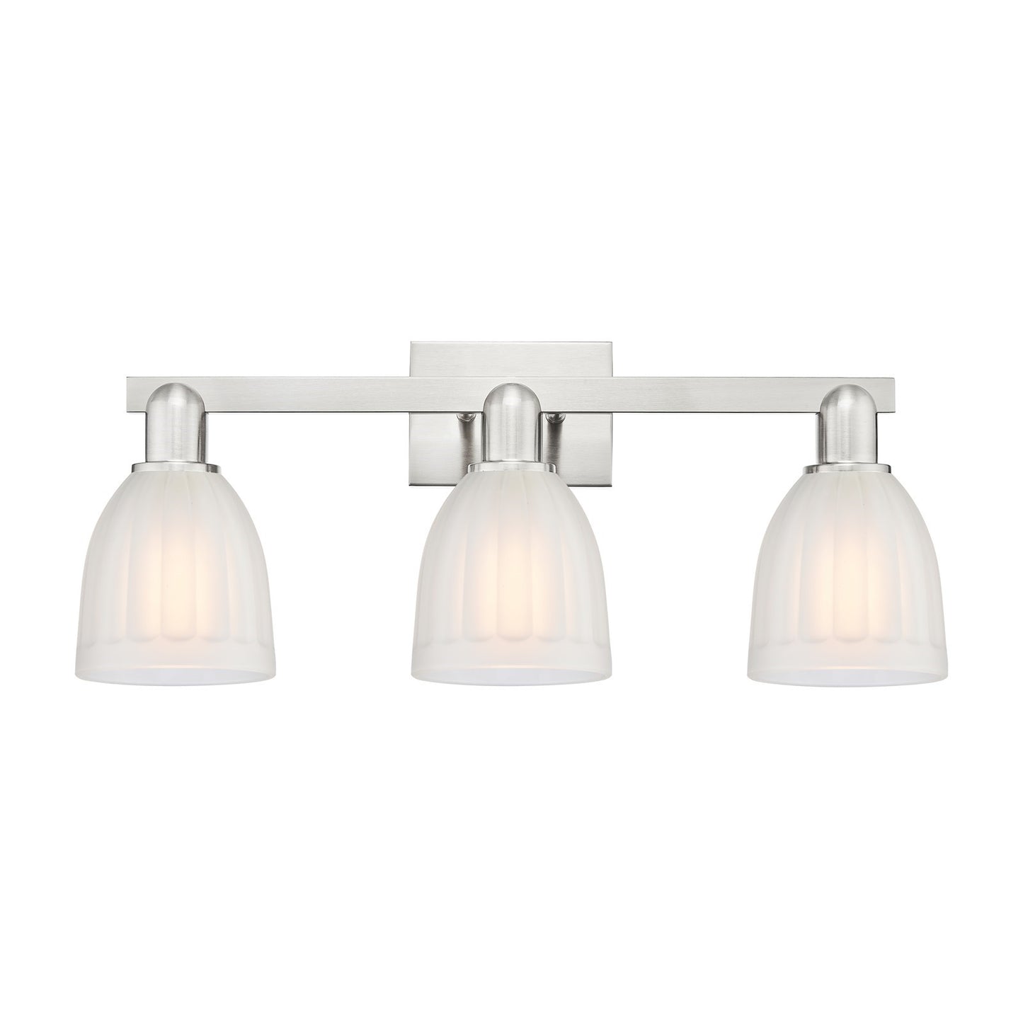 Innovations Brookfield 25in 3-Light Bath Vanity Light | Industrial Brushed Satin Nickel and White Frosted Glass | Bathroom Vanity | Model 716-3W-SN-G441