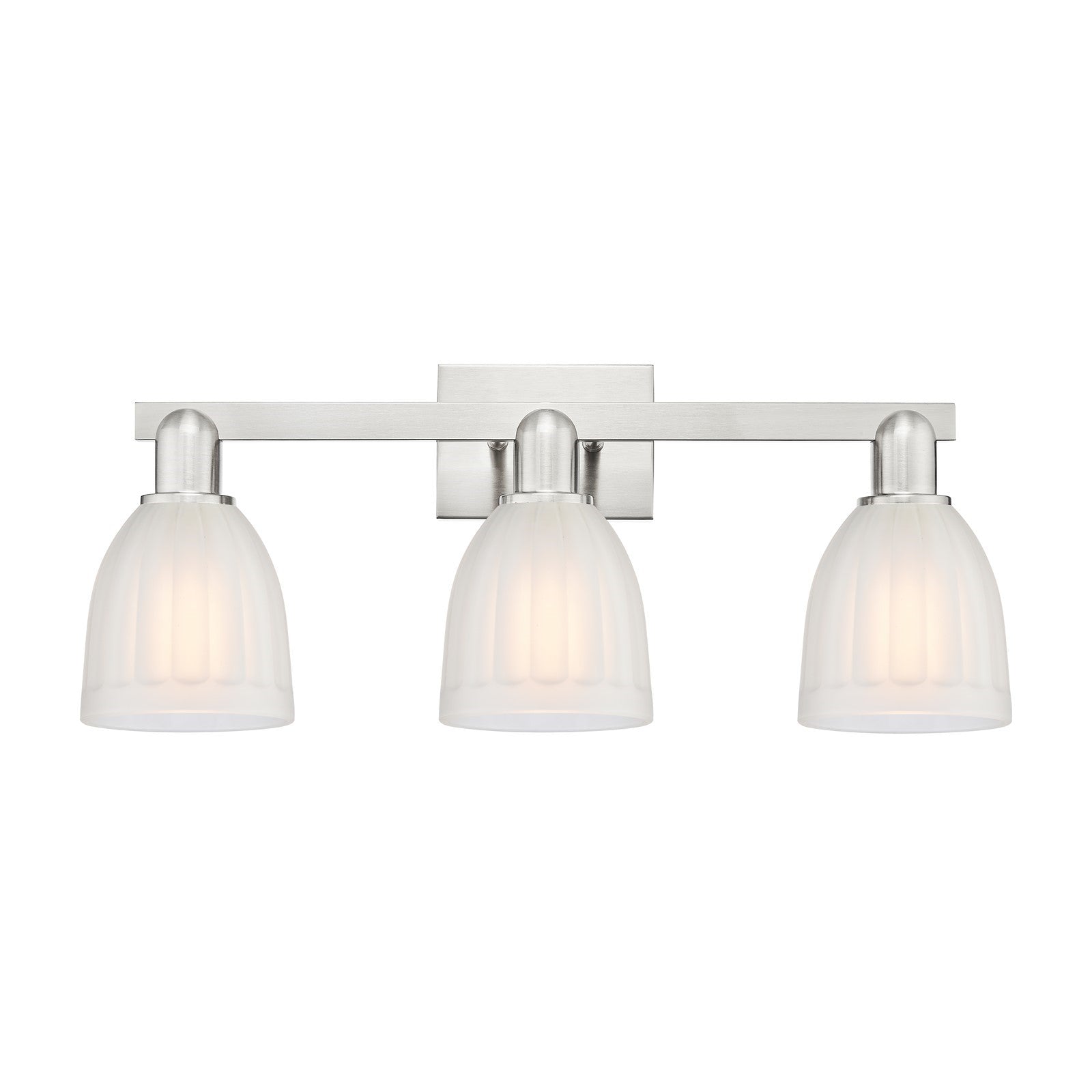 Innovations Brookfield 25in 3-Light Bath Vanity Light | Industrial Brushed Satin Nickel and White Frosted Glass | Bathroom Vanity | Model 716-3W-SN-G441