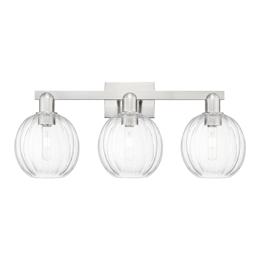 Innovations Preston 3Lt 26" Globe Bath, Satin Nickel/Clear