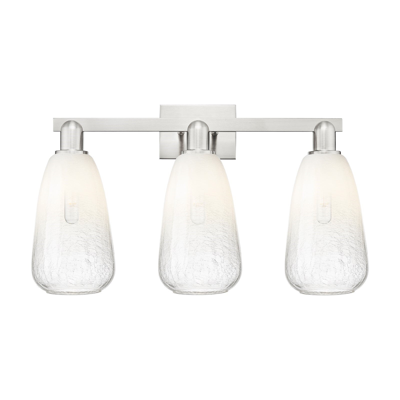 Innovations Brookhaven Almond 26in 3-Light Bath Vanity Light | Industrial Brushed Satin Nickel and Opal Glass | Bathroom Vanity | Model 716-3W-SN-G480-6OP