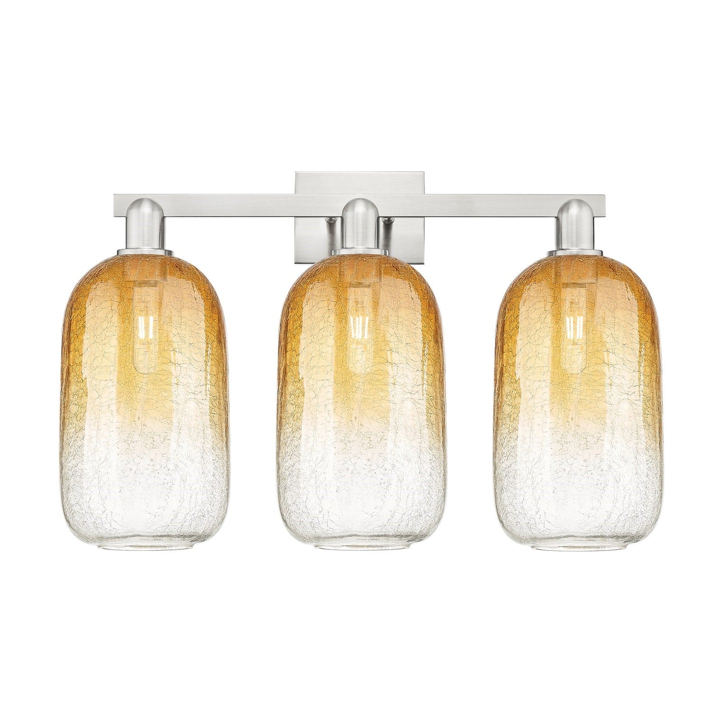 Innovations Brookhaven Cloche 26in 3-Light Bath Vanity Light | Industrial Brushed Satin Nickel and Amber Glass | Bathroom | Model 716-3W-SN-G482-7AM