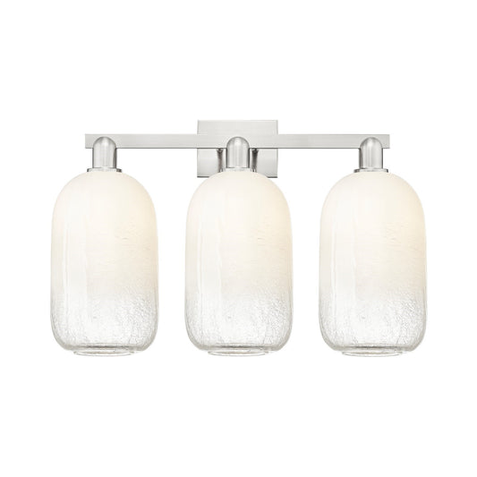 Innovations Brookhaven Cloche 26in 3-Light Bath Vanity Light | Industrial Brushed Satin Nickel and Opal Glass | Bathroom Vanity | Model 716-3W-SN-G482-7OP