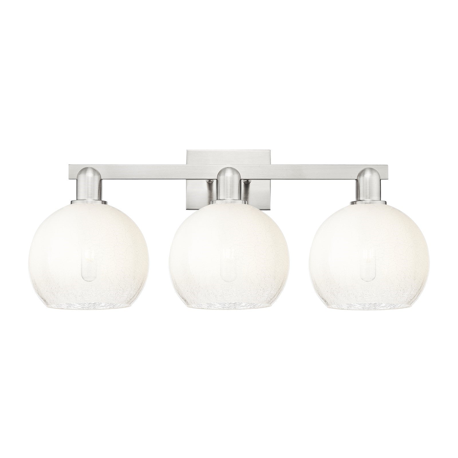 Innovations Brookhaven Globe 27in 3-Light Bath Vanity | Industrial Brushed Satin Nickel and Opal Glass | Bathroom & Powder Room | Model 716-3W-SN-G483-8OP