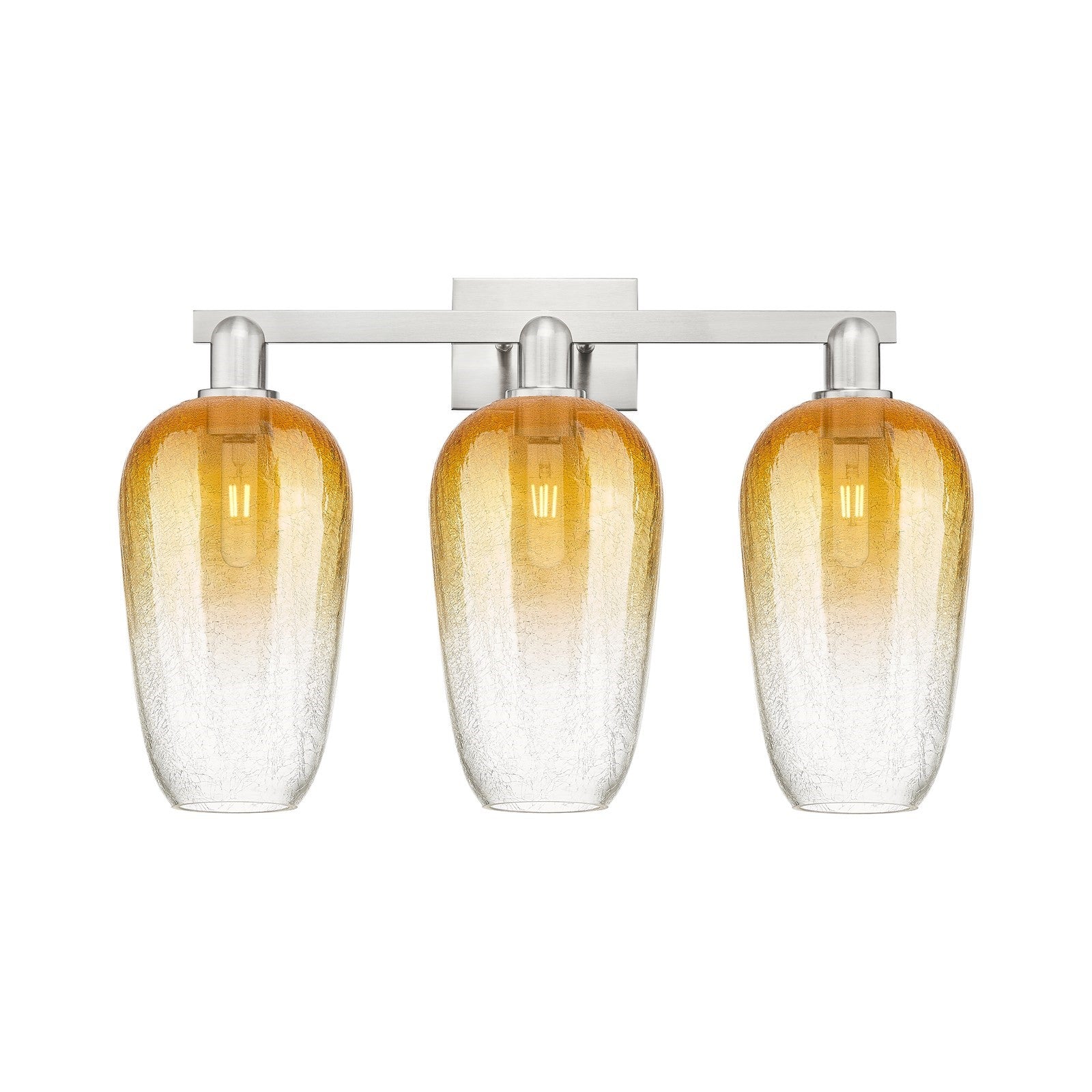 Innovations Brookhaven Flute 26in 3-Light Bath Vanity Light | Industrial Brushed Satin Nickel Steel and Amber Glass | Bathroom | Model 716-3W-SN-G484-7AM