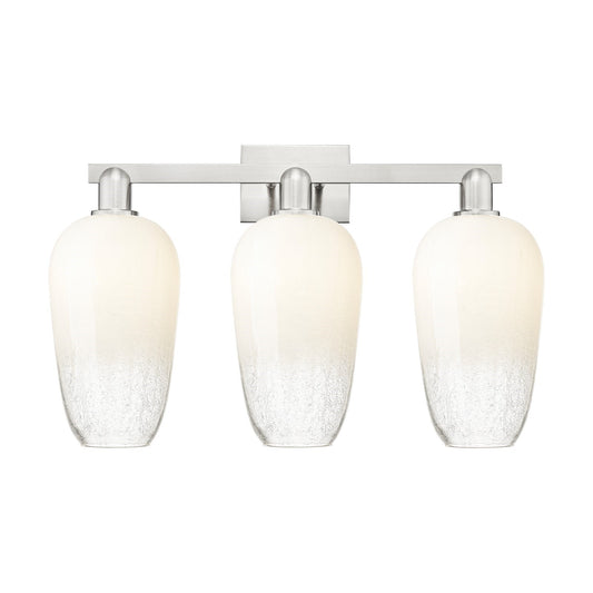 Innovations Brookhaven Flute 26in 3-Light Bath Vanity Light | Industrial Brushed Satin Nickel and Opal Glass | Bathroom Vanity | Model 716-3W-SN-G484-7OP