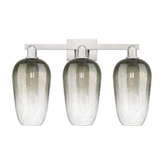 Innovations Brookhaven Flute 26in 3-Light Bath Vanity Light | Industrial Brushed Satin Nickel and Slate Glass | Bathroom Vanity | Model 716-3W-SN-G484-7SL