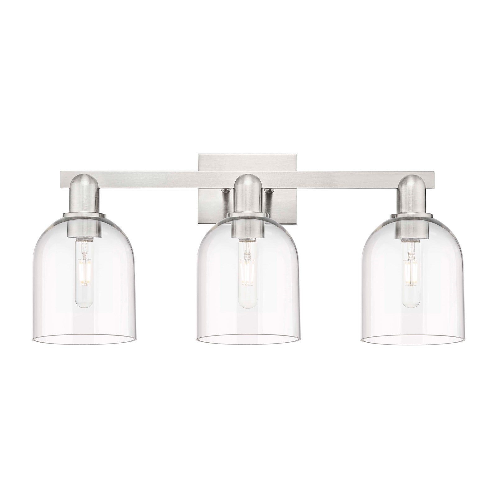 Innovations Bella 25in 3-Light Bath Vanity Light | Industrial Brushed Satin Nickel and Clear Glass | Bathroom Vanity | 24.5 x | Model 716-3W-SN-G558-6CL