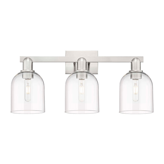 Innovations Bella 25in 3-Light Bath Vanity Light | Industrial Brushed Satin Nickel and Clear Glass | Bathroom Vanity | 24.5 x | Model 716-3W-SN-G558-6CL