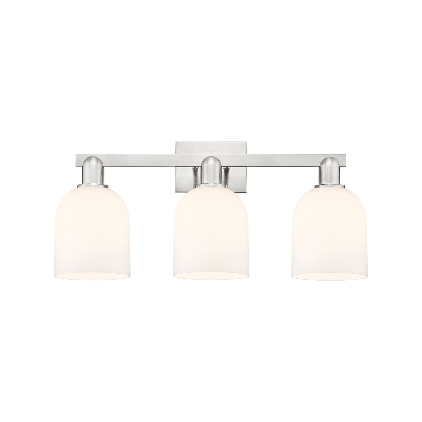 Innovations Bella 25in 3-Light Bath Vanity Light | Industrial Brushed Satin Nickel and White Glass | Bathroom Vanity | 24.5 x | Model 716-3W-SN-G558-6GWH