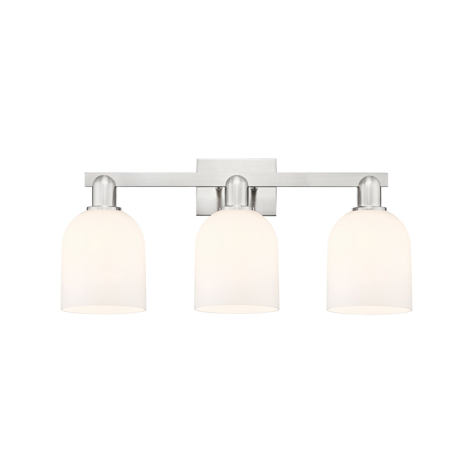 Innovations Bella 25in 3-Light Bath Vanity Light | Industrial Brushed Satin Nickel and White Glass | Bathroom Vanity | 24.5 x | Model 716-3W-SN-G558-6GWH