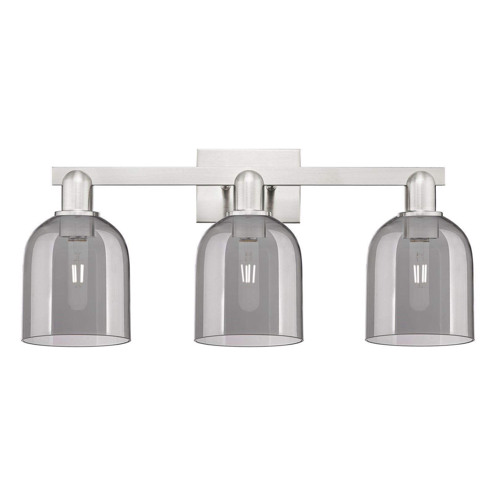 Innovations Bella 24.5in 3-Light Bath Vanity Light | Industrial Brushed Satin Nickel and Light Smoke Glass | Bathroom Vanity | Model 716-3W-SN-G558-6SM