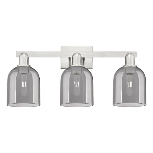 Innovations Bella 24.5in 3-Light Bath Vanity Light | Industrial Brushed Satin Nickel and Light Smoke Glass | Bathroom Vanity | Model 716-3W-SN-G558-6SM