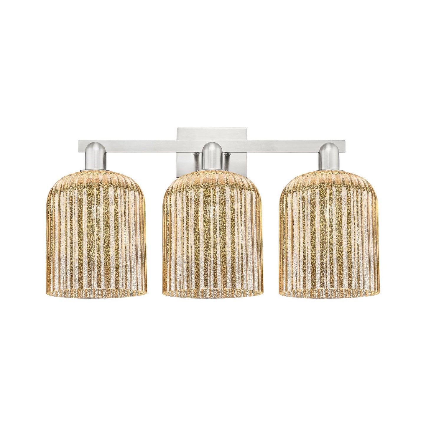 Innovations Bridal Veil 27in 3-Light Bath Vanity Light | Industrial Transitional Brushed Satin Nickel and Mercury Ribbed Glass | Model 716-3W-SN-G559-8ME