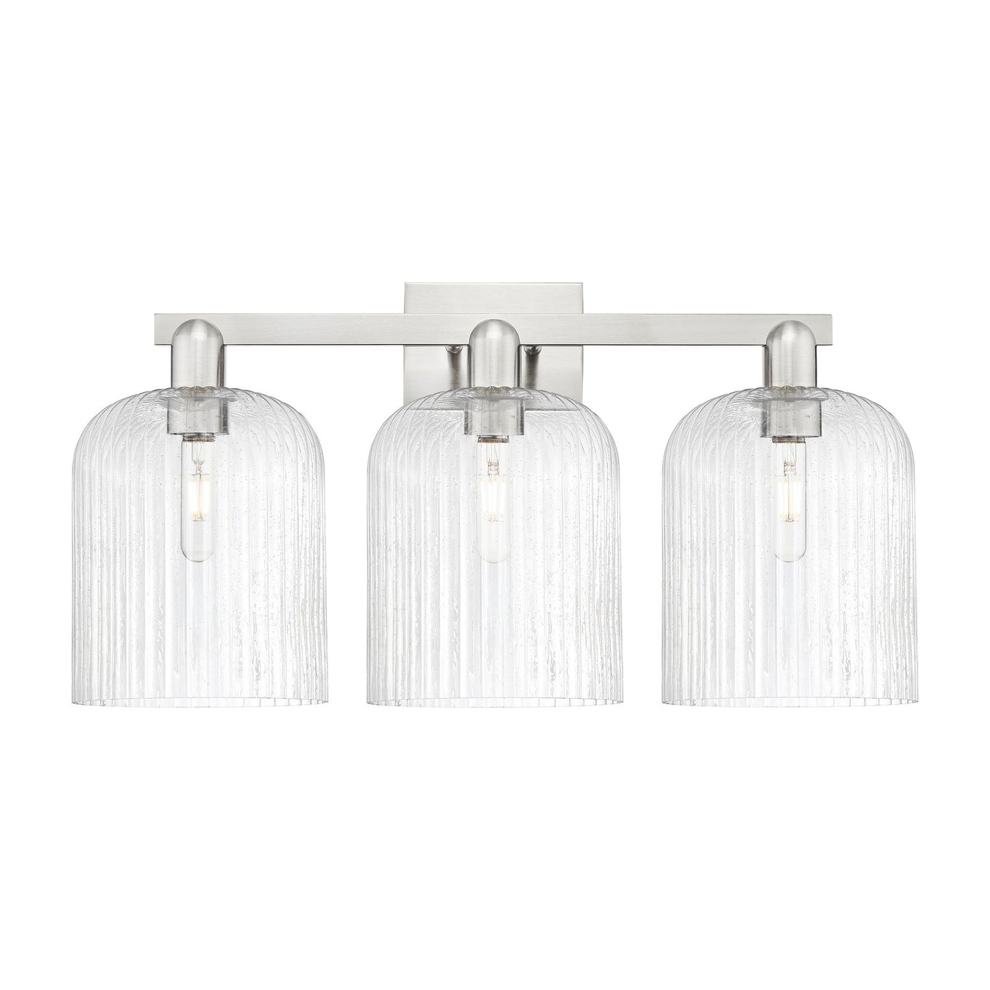 Innovations Bridal Veil 27in 3-Light Bath Vanity Light | Industrial Brushed Satin Nickel and Seedy Glass | Bathroom Vanity | Model 716-3W-SN-G559-8SDY
