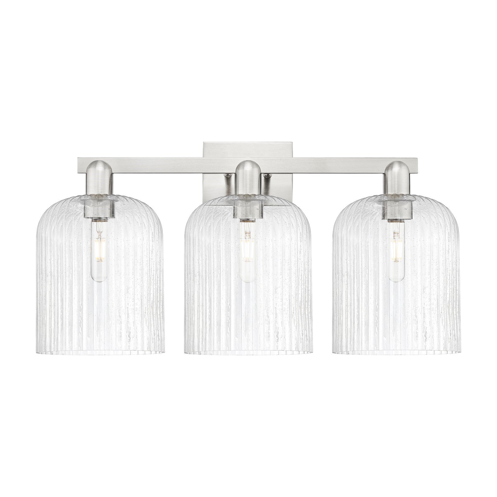 Innovations Bridal Veil 27in 3-Light Bath Vanity Light | Industrial Brushed Satin Nickel and Seedy Glass | Bathroom Vanity | Model 716-3W-SN-G559-8SDY