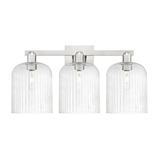Innovations Bridal Veil 27in 3-Light Bath Vanity Light | Industrial Brushed Satin Nickel and Seedy Glass | Bathroom Vanity | Model 716-3W-SN-G559-8SDY