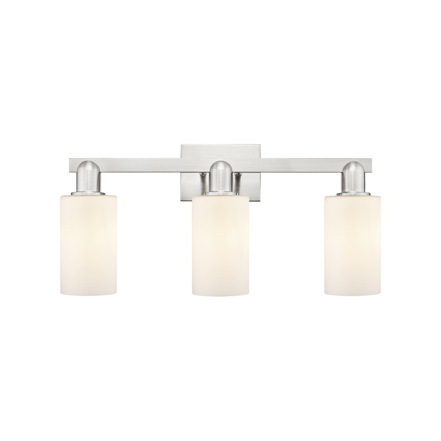 Innovations Clymer 23in 3-Light Bath Vanity Light | Industrial Brushed Satin Nickel and Matte White Glass | Bathroom Vanity | 22.88 | Model 716-3W-SN-G801
