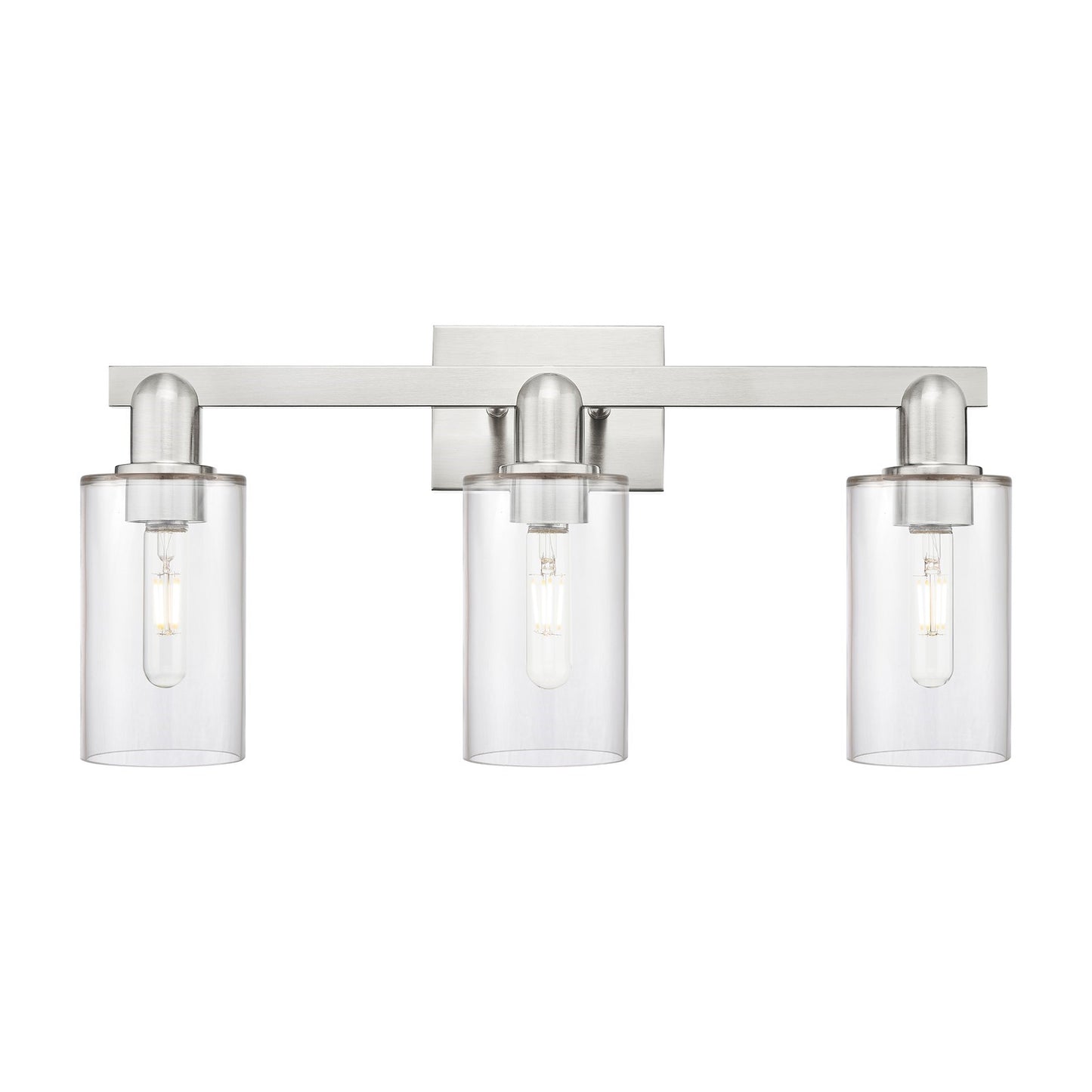 Innovations Clymer 23in 3-Light Bath Vanity Light | Industrial Brushed Satin Nickel and Clear Glass | Bathroom Vanity | 22.88 x | Model 716-3W-SN-G802