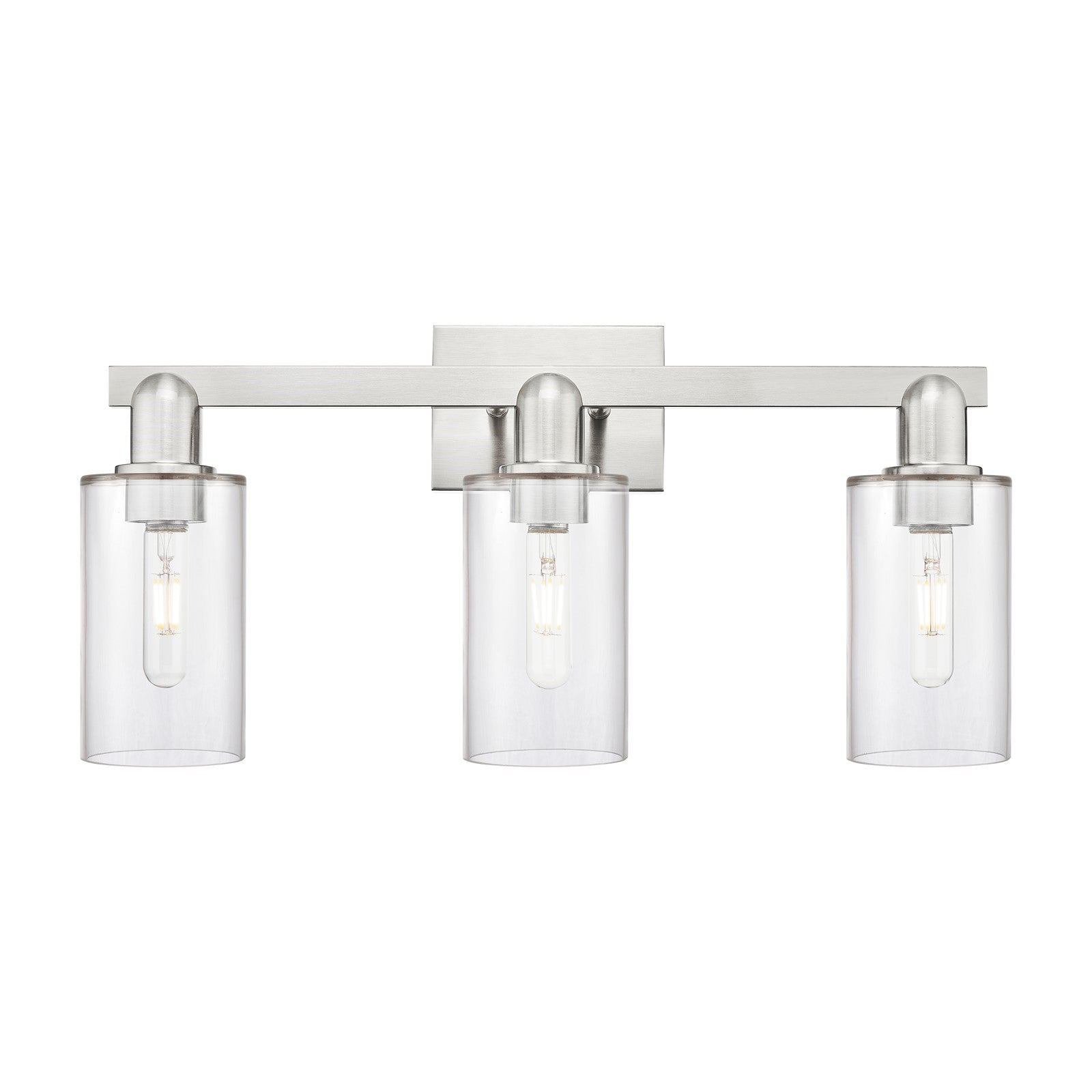 Innovations Clymer 23in 3-Light Bath Vanity Light | Industrial Brushed Satin Nickel and Clear Glass | Bathroom Vanity | 22.88 x | Model 716-3W-SN-G802