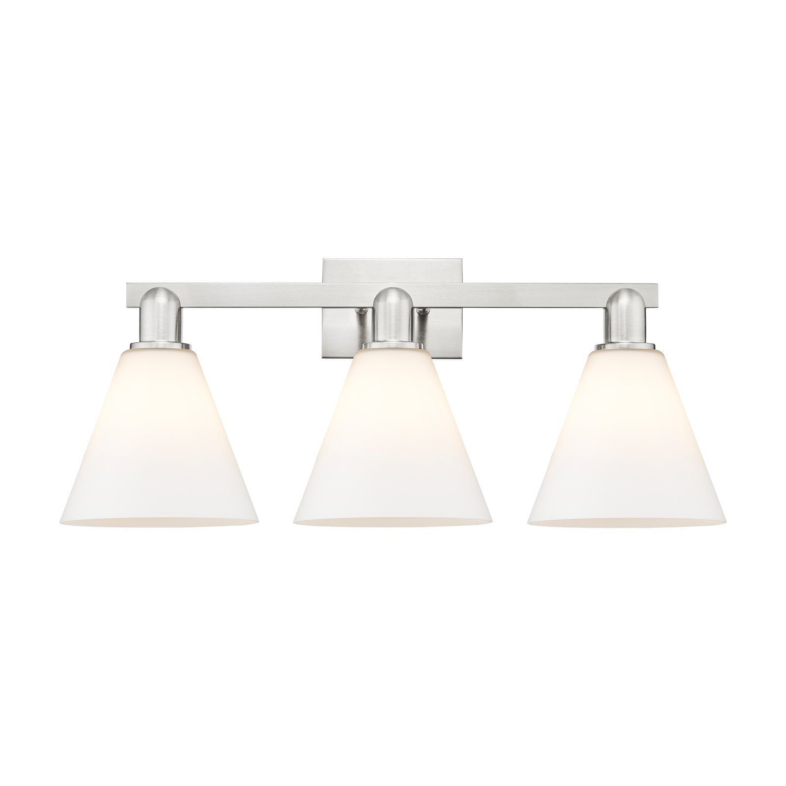 Innovations Berkshire Glass 26in 3-Light Bath Vanity Light | Industrial Satin Nickel Steel and Matte White Glass | Bathroom | Model 716-3W-SN-GBC-81