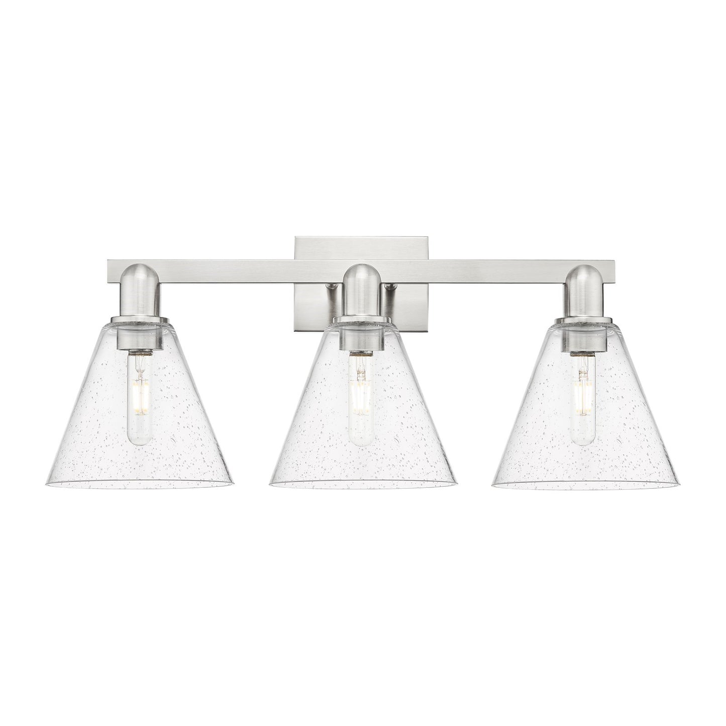 Innovations Berkshire Glass 26in 3-Light Bath Vanity Light | Industrial Satin Nickel Steel and Seedy Glass | Bathroom Vanity & | Model 716-3W-SN-GBC-84