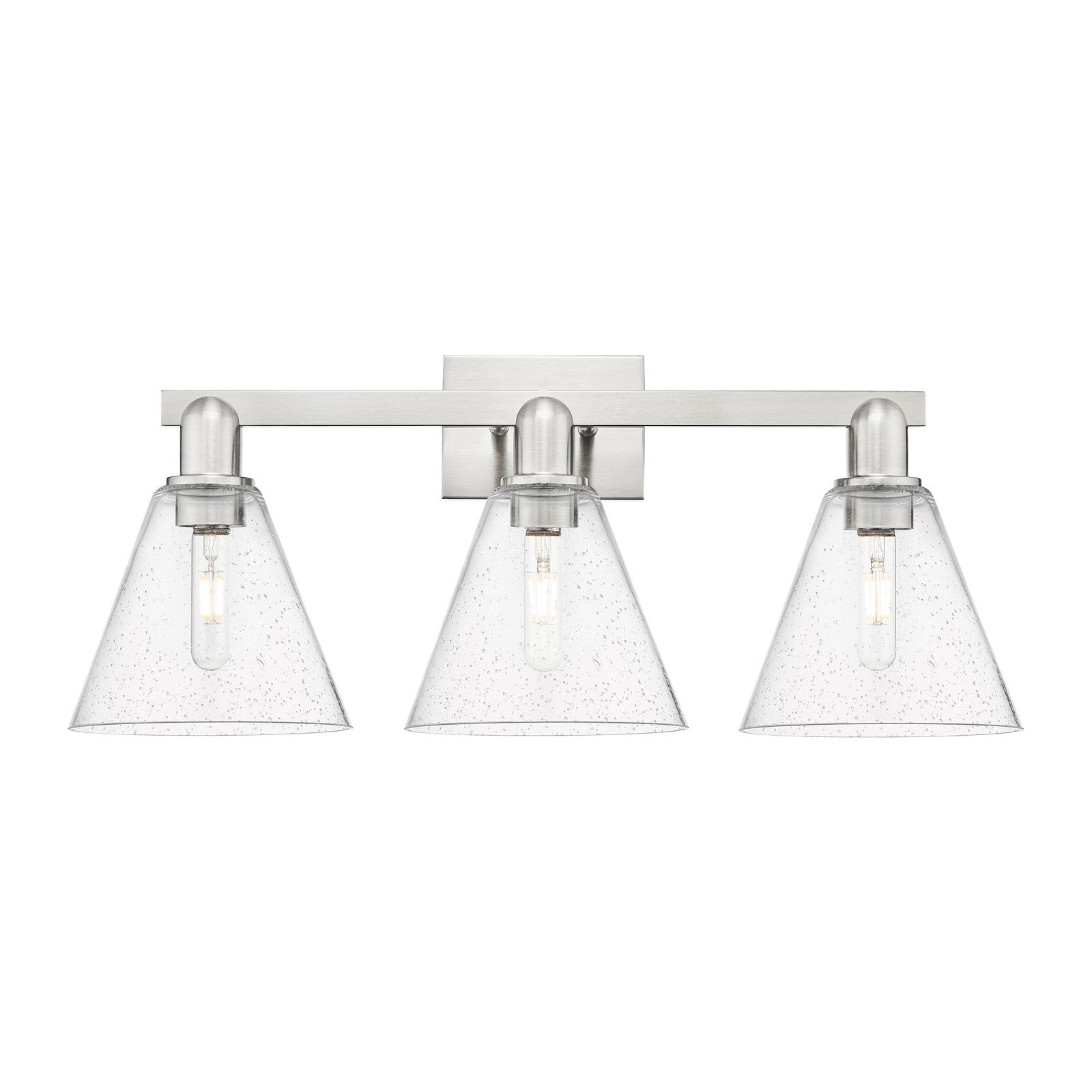 Innovations Berkshire Glass 26in 3-Light Bath Vanity Light | Industrial Satin Nickel Steel and Seedy Glass | Bathroom Vanity & | Model 716-3W-SN-GBC-84