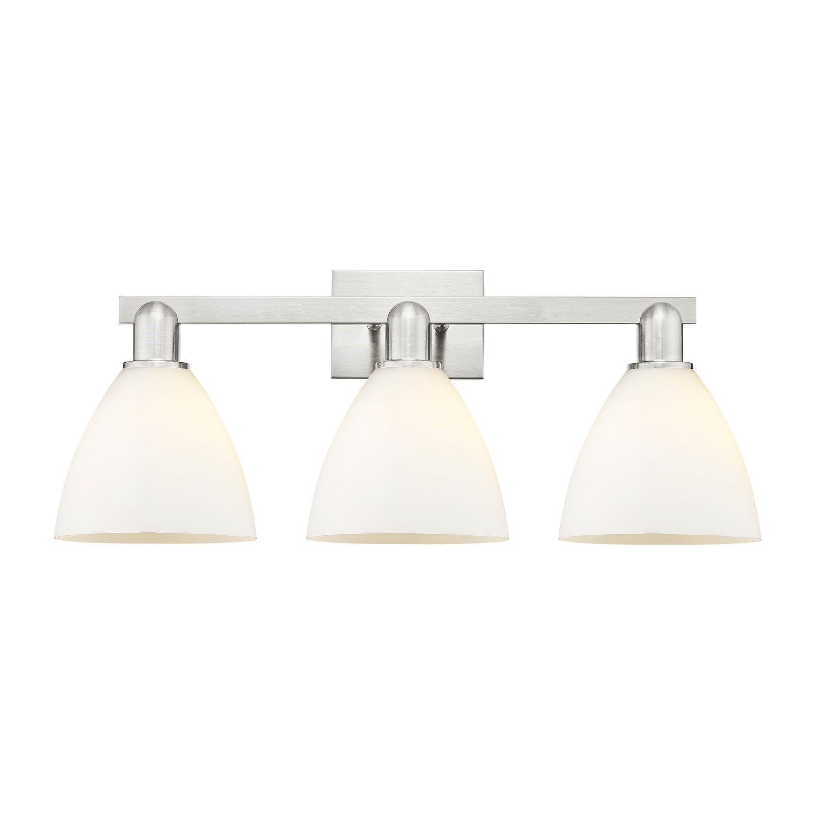 Innovations Bristol 27in 3-Light Bath Vanity Light | Industrial Brushed Satin Nickel Steel and Matte White Glass | Bathroom | Model 716-3W-SN-GBD-751
