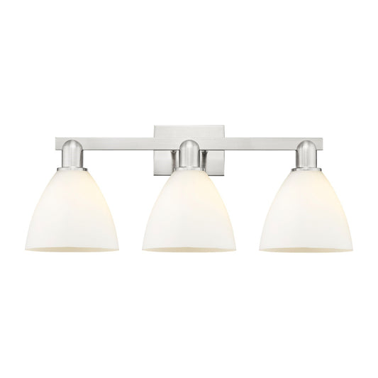 Innovations Bristol 27in 3-Light Bath Vanity Light | Industrial Brushed Satin Nickel Steel and Matte White Glass | Bathroom | Model 716-3W-SN-GBD-751