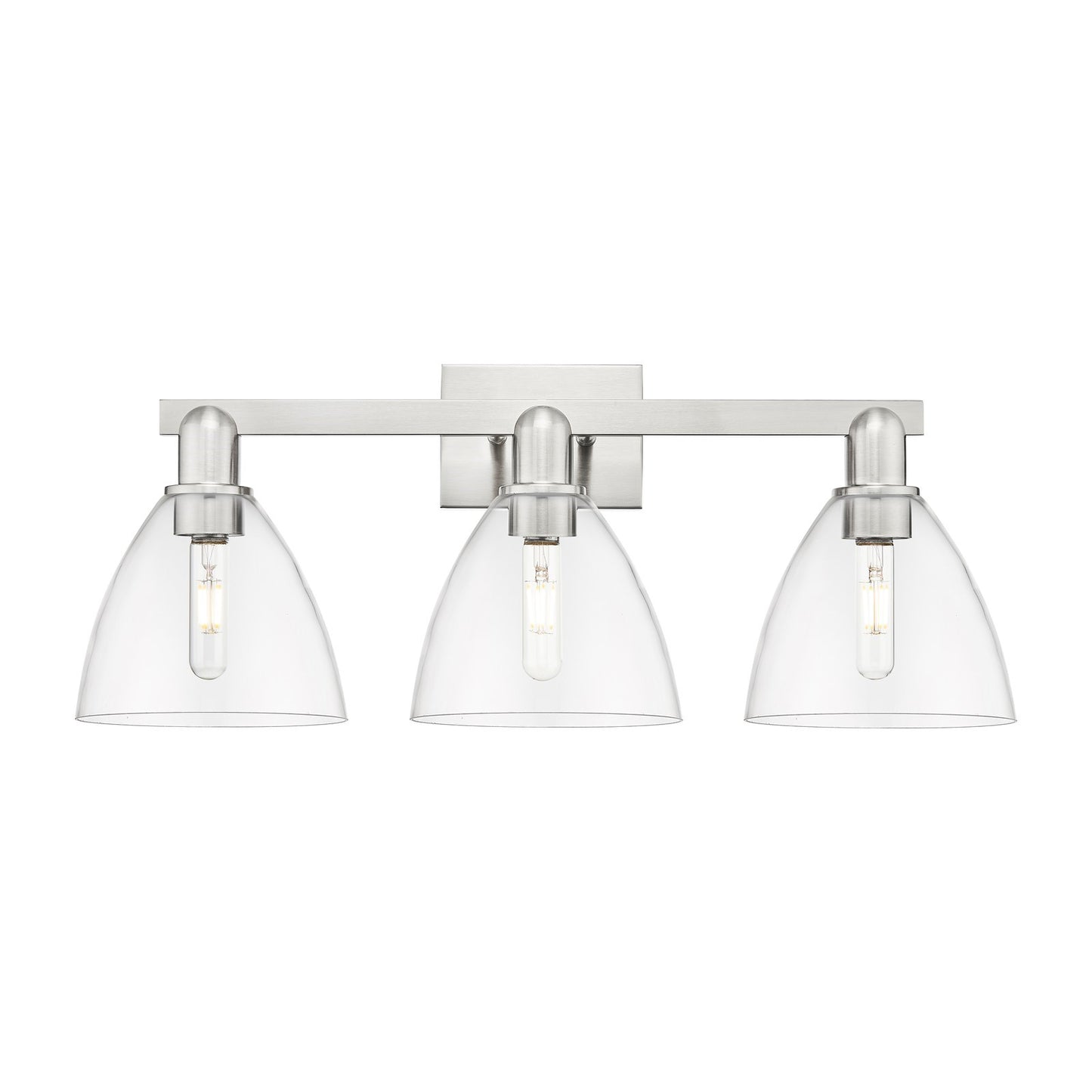 Innovations Bristol 27in 3-Light Bath Vanity Light | Industrial Brushed Satin Nickel and Clear Glass | Bathroom Vanity | 26.5 x | Model 716-3W-SN-GBD-752