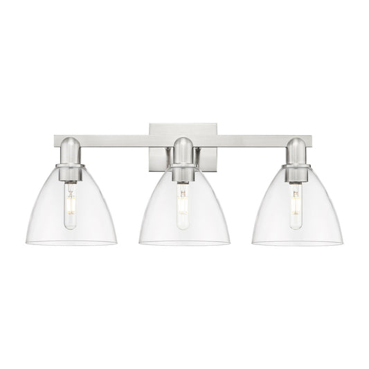 Innovations Bristol 27in 3-Light Bath Vanity Light | Industrial Brushed Satin Nickel and Clear Glass | Bathroom Vanity | 26.5 x | Model 716-3W-SN-GBD-752