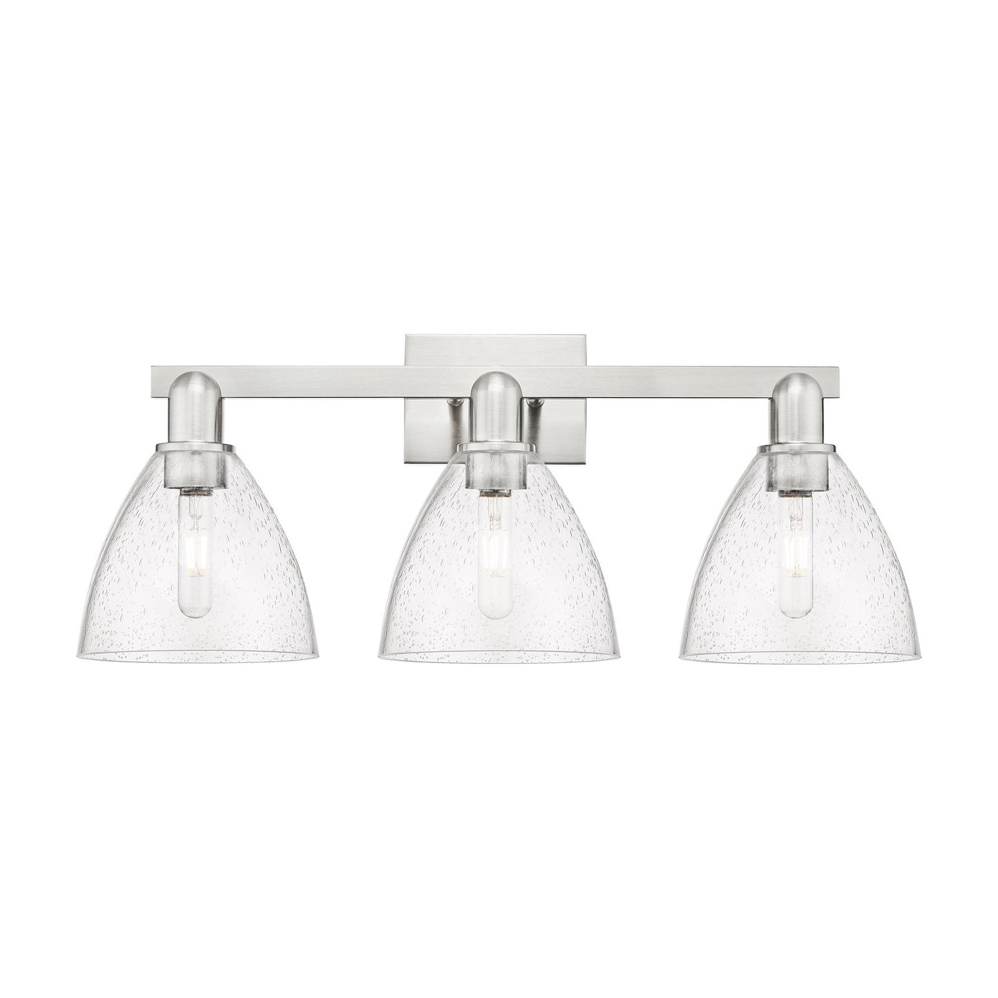 Innovations Bristol 27in 3-Light Bath Vanity Light | Industrial Brushed Satin Nickel and Seedy Glass | Bathroom Vanity | 26.5 x | Model 716-3W-SN-GBD-754