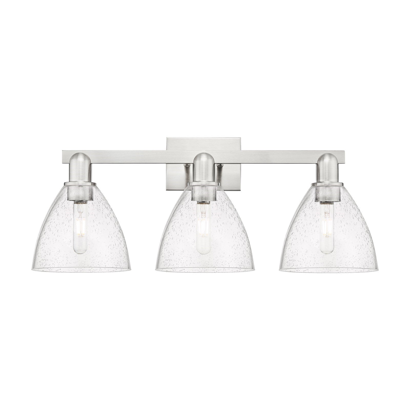 Innovations Bristol 27in 3-Light Bath Vanity Light | Industrial Brushed Satin Nickel and Seedy Glass | Bathroom Vanity | 26.5 x | Model 716-3W-SN-GBD-754