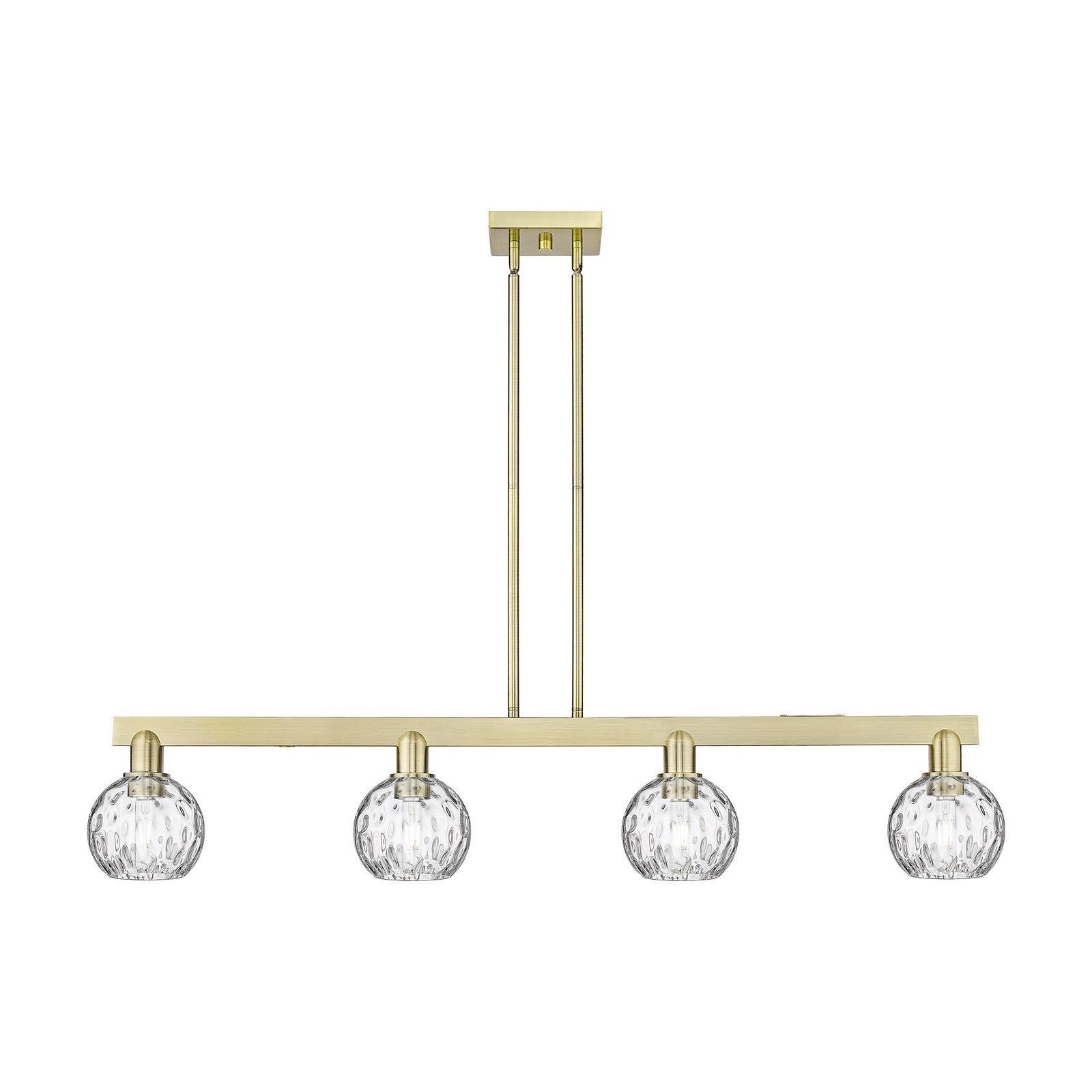 Innovations Athens Water Glass 49in 4-Light Island Light | Industrial Antique Brass Steel and Clear Water Glass | Kitchen Island | Model 716-4I-AB-G1215-6