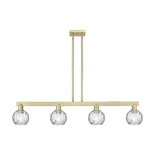 Innovations Athens Water Glass 49in 4-Light Island Light | Industrial Antique Brass Steel and Clear Water Glass | Kitchen Island | Model 716-4I-AB-G1215-6